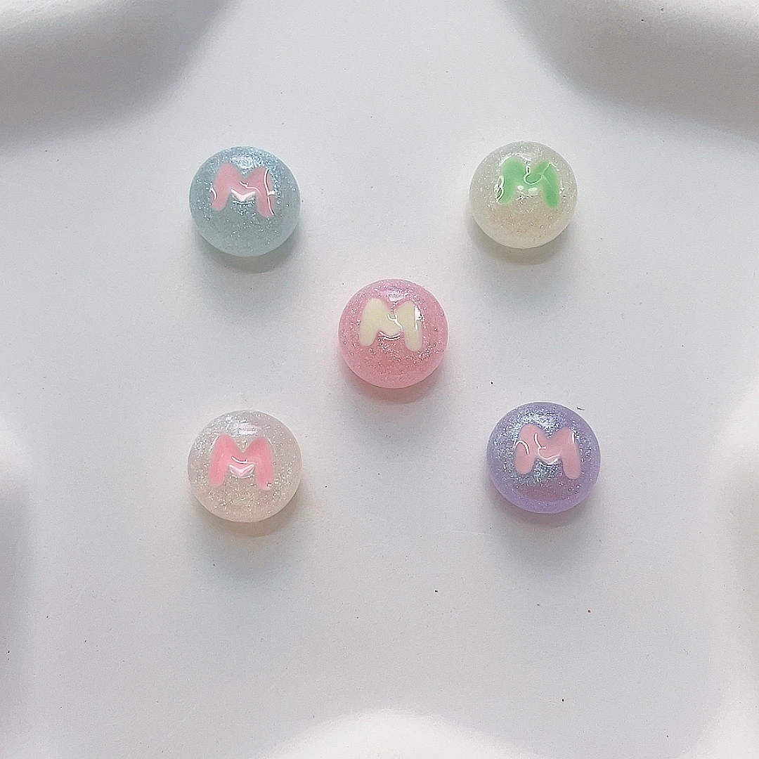 S186#想念滴油M豆 手工diy树脂发夹发饰发绳奶油胶冰箱贴配件DIY