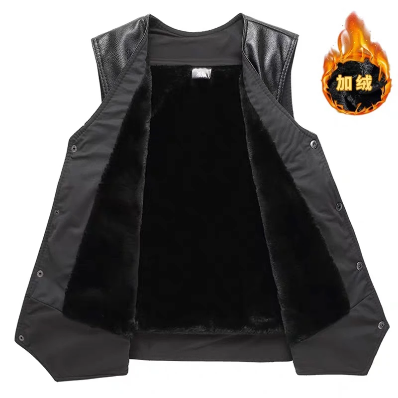 爸爸款加绒保暖皮马甲