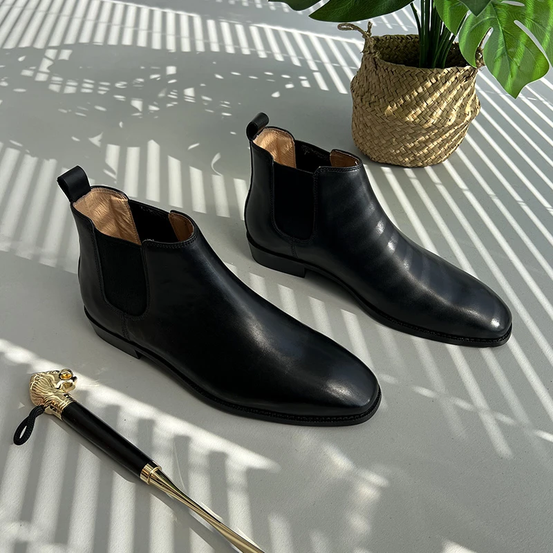 BEEFCAKE木木切尔西靴男士真皮靴增高英伦手工高帮复古男鞋马丁靴