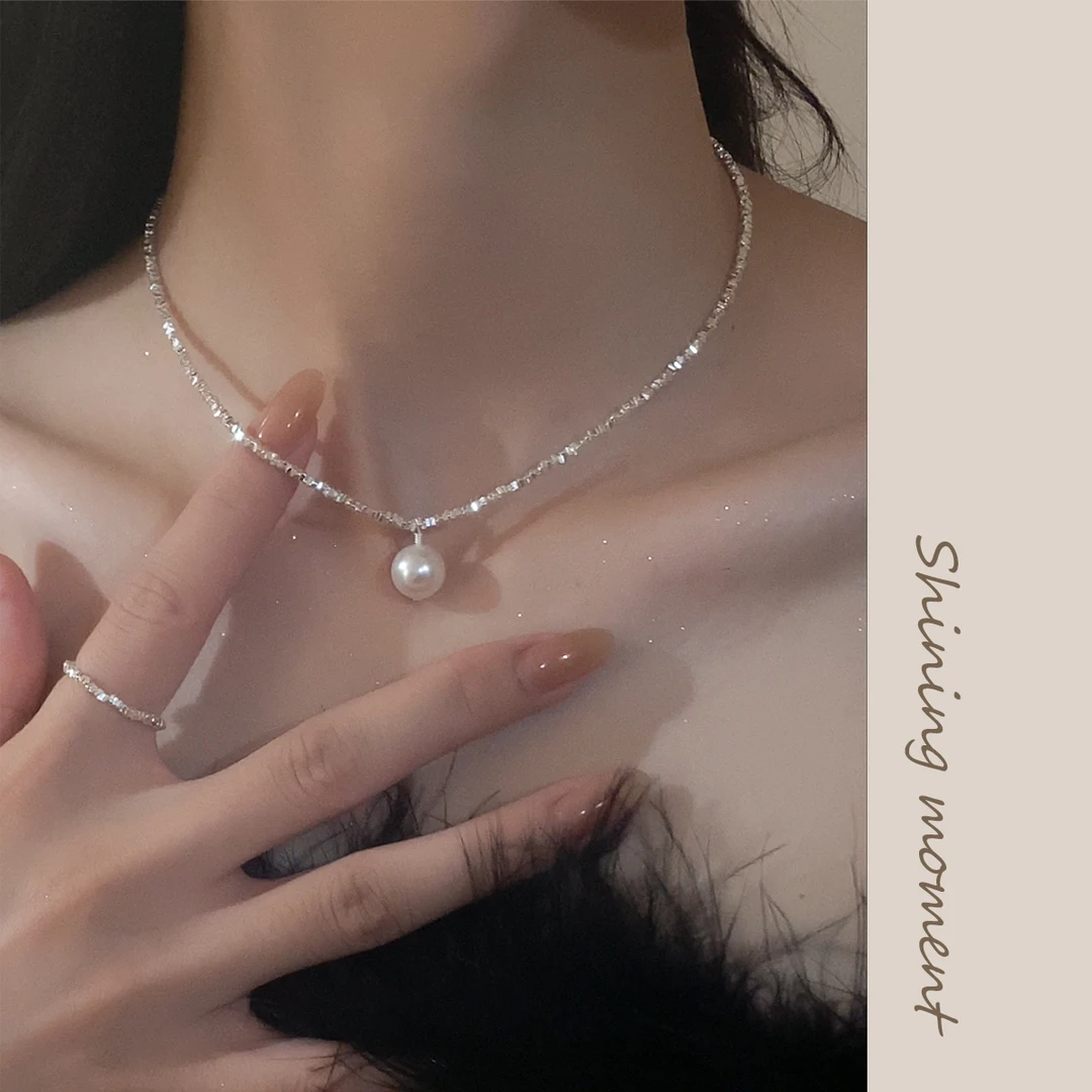 坠链均925银 日韩时尚高级碎银项链通勤女式气质颈饰品GP01296