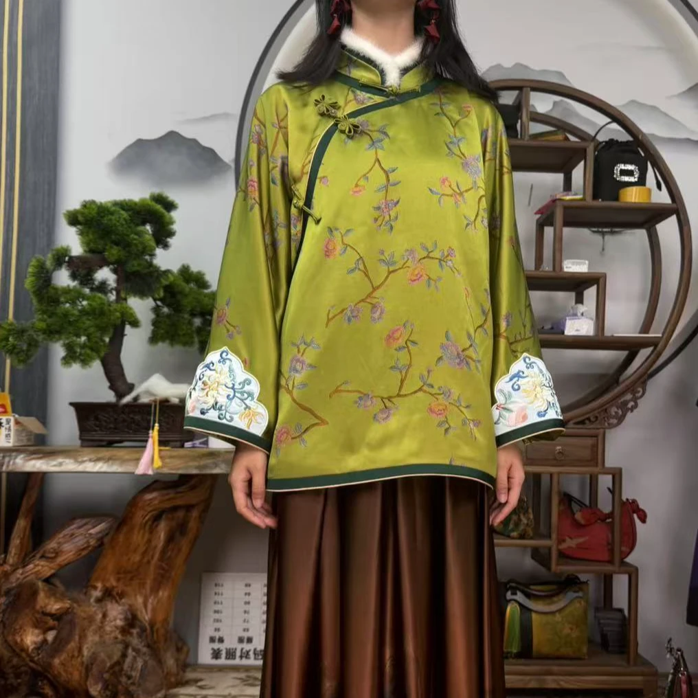 60姆米玉兰花棉服100桑蚕丝款