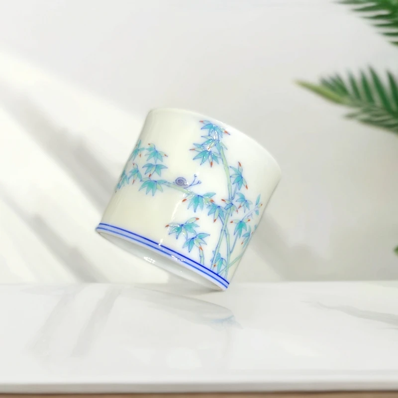 新品斗彩竹子主人杯（竹节器型）