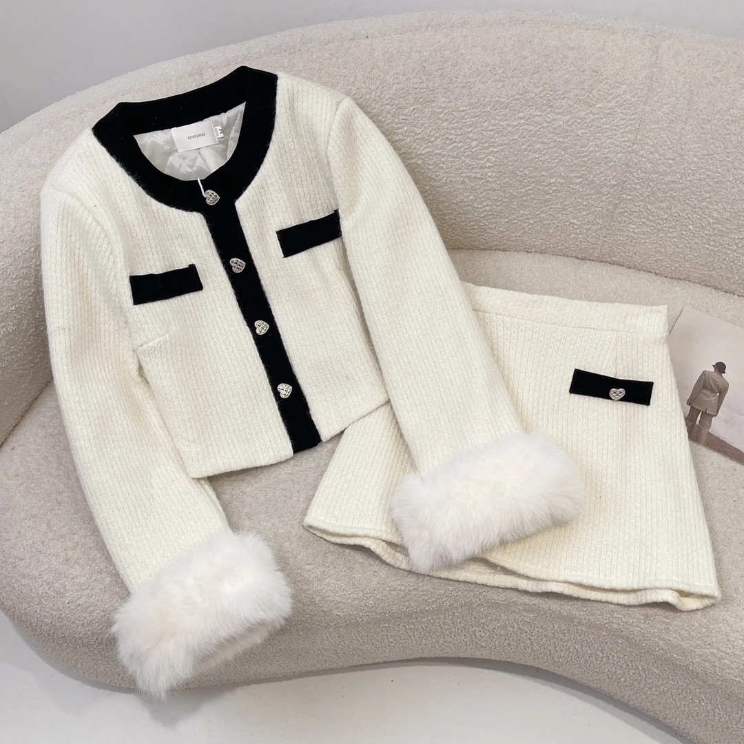 W00671小香风套装女新款小香加厚套装