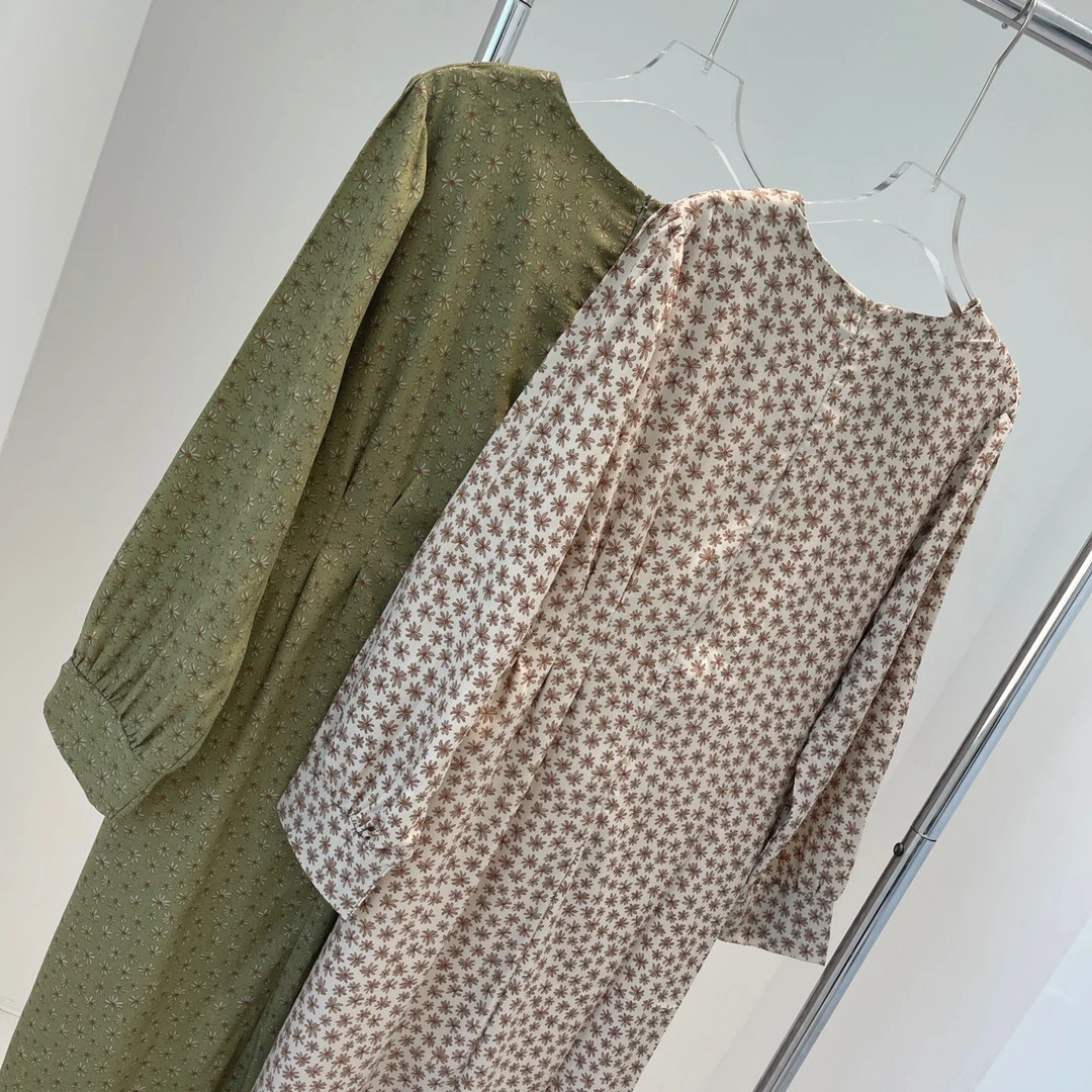 A5127复古碎花长裙