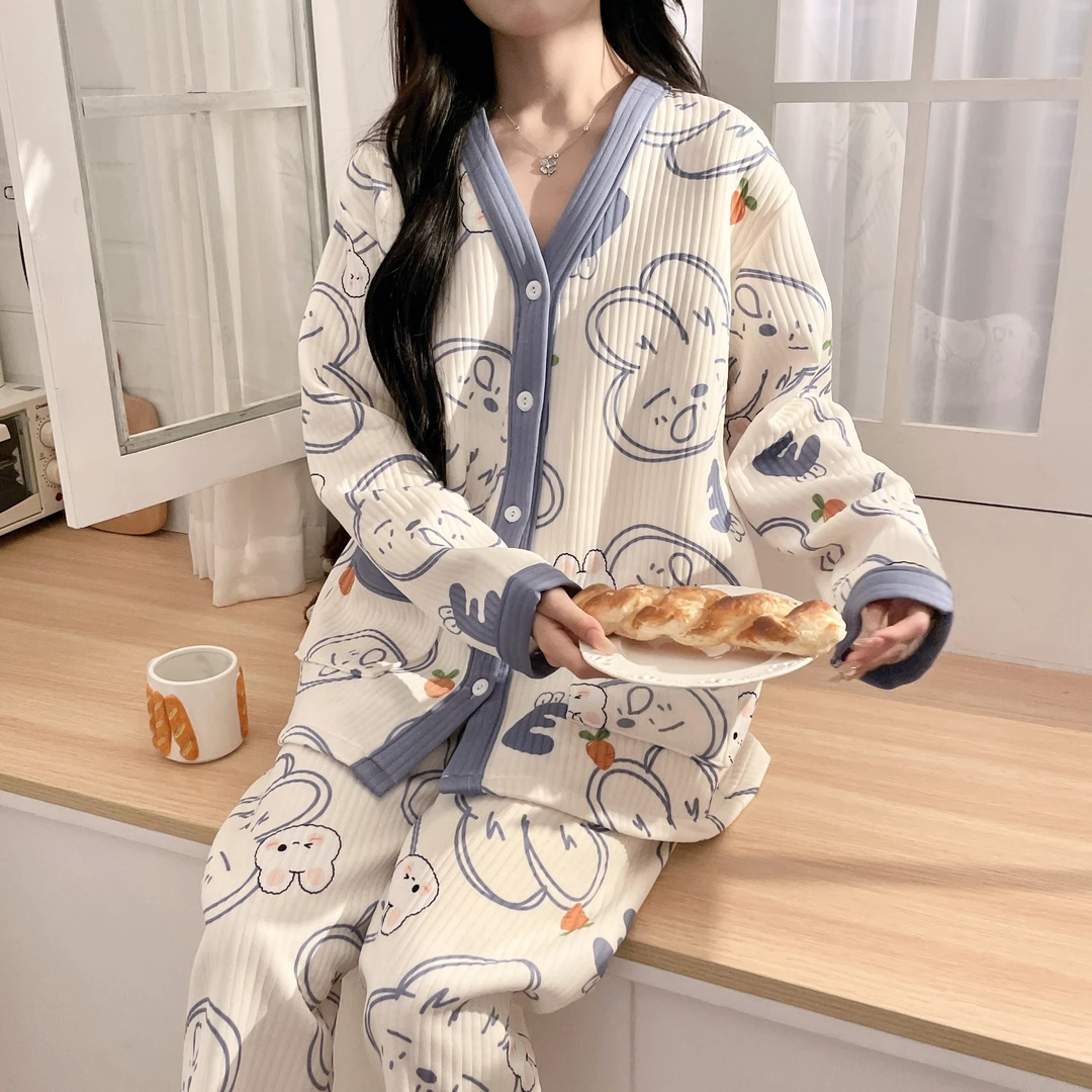 空气棉月子服秋冬季加厚哺乳喂奶衣孕妇产前产后睡衣产妇家居服