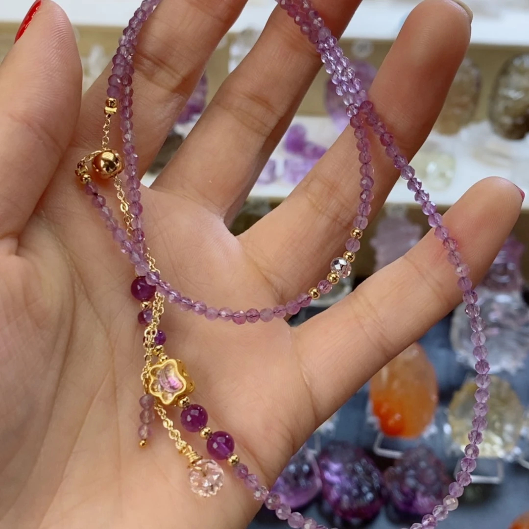 【闪购商品】水晶颈饰未镶嵌泰****r紫水链子