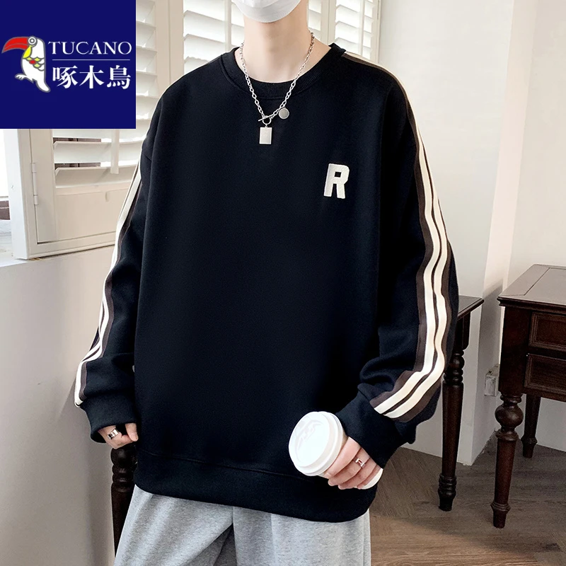 TUCANO/啄木鳥运动风男女同款阔版织带圆领卫衣2024秋季新品潮流