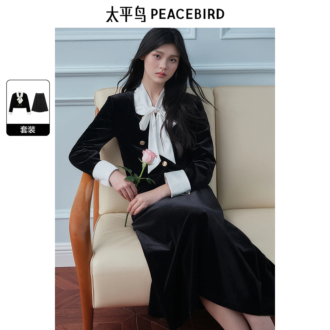 太平鸟女装春丝绒小香外套气质时尚A1FCE3574