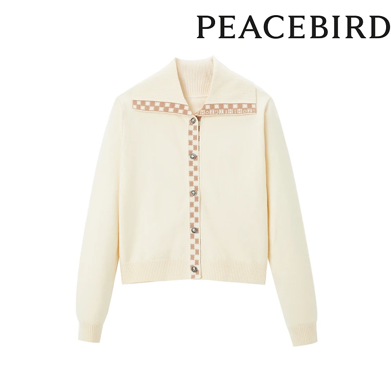 太平鸟撞边翻领开衫A1EDC4459