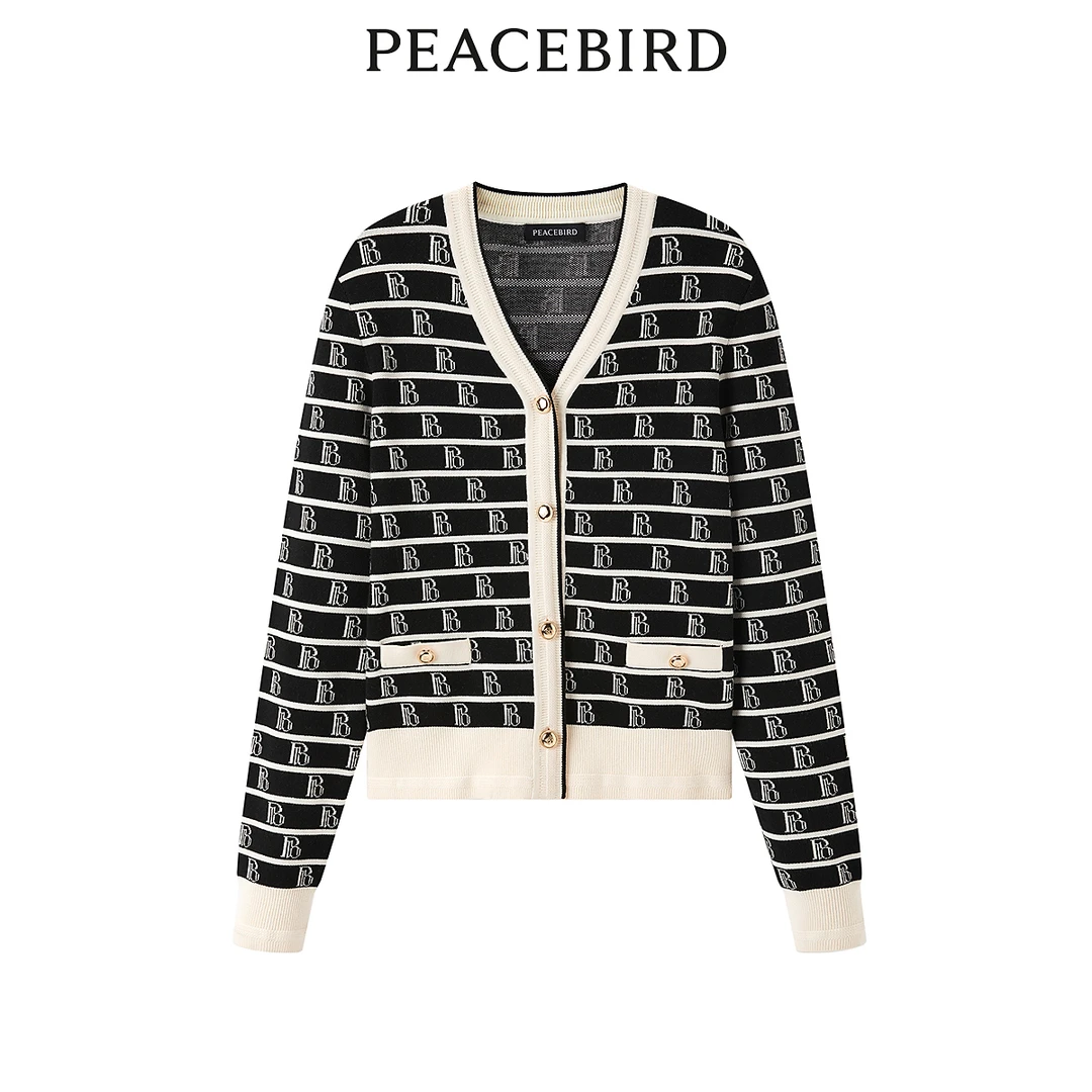 【陈大可专属】太平鸟女装冬季新款老花线单排扣开衫A1EDD4253