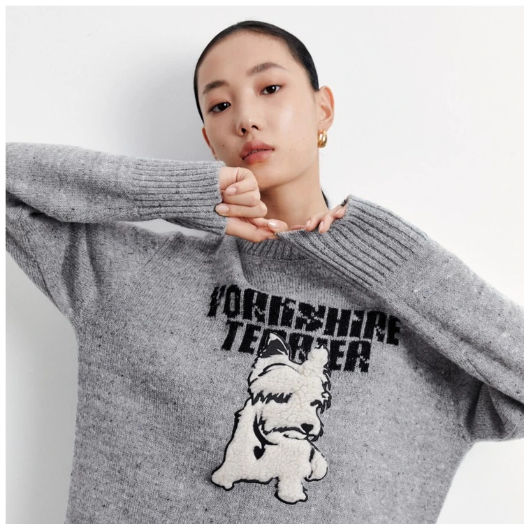 【格雷系】太平鸟趣味线套衫新款圆领毛针织衫长袖针织衫A7EED4516