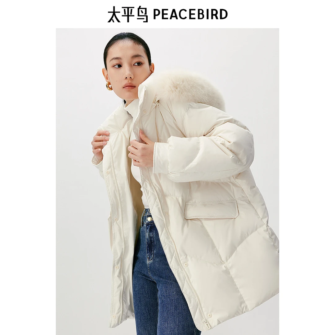【赵老板专属】太平鸟女装冬季毛领一手长羽绒服A1ACD4550