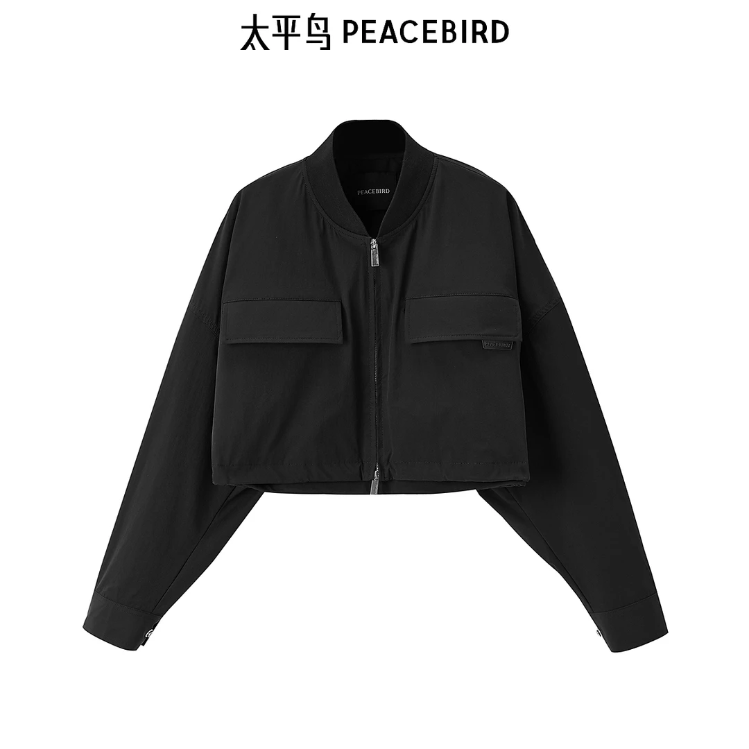 太平鸟女装撞色短款外套时尚百搭气质外套A3BBE1459