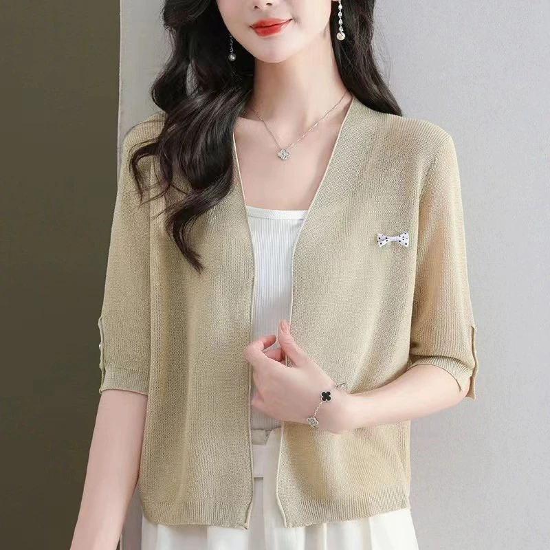 空调衫2025年春秋薄款针织开衫  小蝴蝶结款