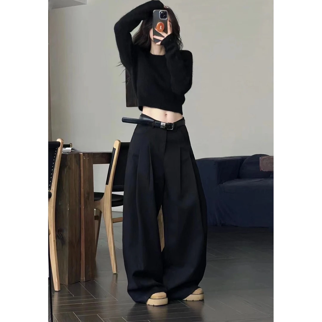 今年流行套装秋季韩版洋气时尚打底上衣小个子百搭高腰休闲西装裤