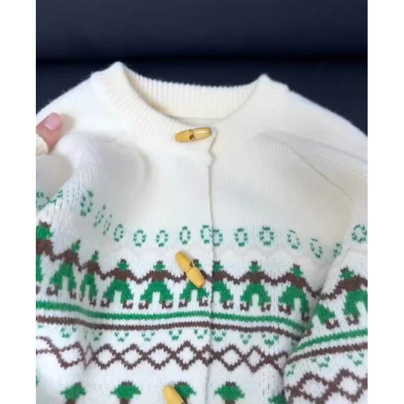 2024冬季新款高级感时尚撞色复古毛针织衫显瘦百搭小个子长袖上衣