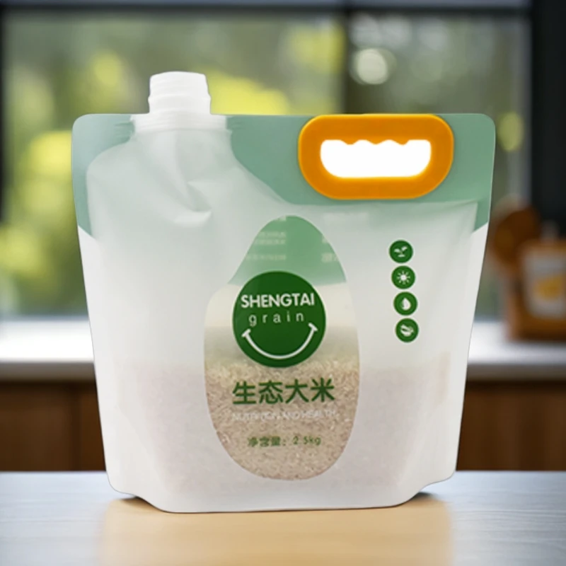 吸嘴生态大米包装袋定制 10斤密封手提米袋批发通用自立自封袋子