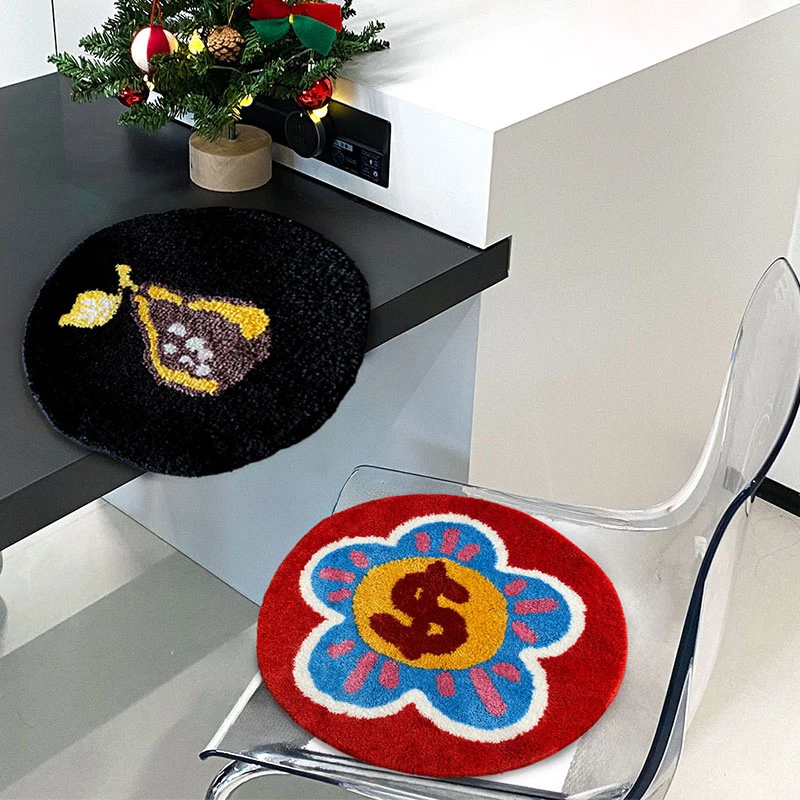 机织地毯植绒簇绒简约家用座垫椅垫防滑加厚毛绒办公室坐垫