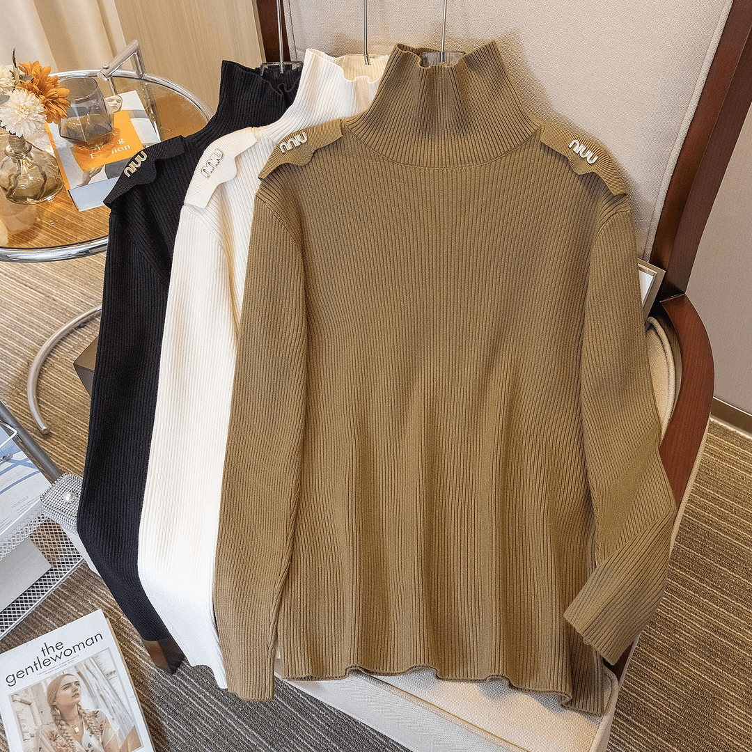 大码女装2023冬季新款时尚加厚宽松内搭纯色毛衣针织衫上衣