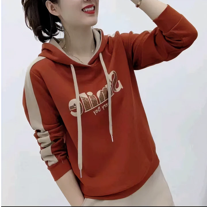 【0989】春秋时尚妈妈装洋气减龄显瘦宽松连帽女士卫衣长袖百搭
