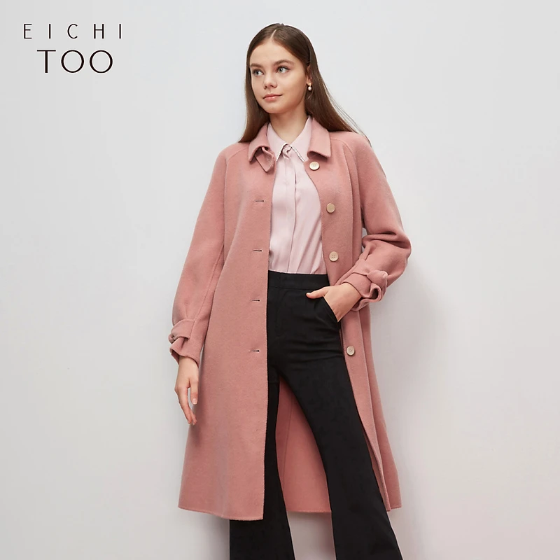 【晚晚专属】爱居兔冬小香风本布腰带翻领双面呢大衣EWDSJ4L029A
