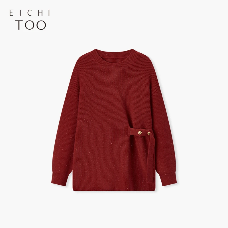 A爱居兔冬季新款软糯舒适设计感长袖针织衫ENZAJ4P001A