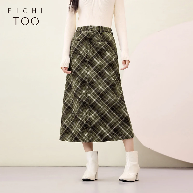 A爱居兔英伦风格纹裙女冬季新款复古时尚半身裙EQDDJ4P012A