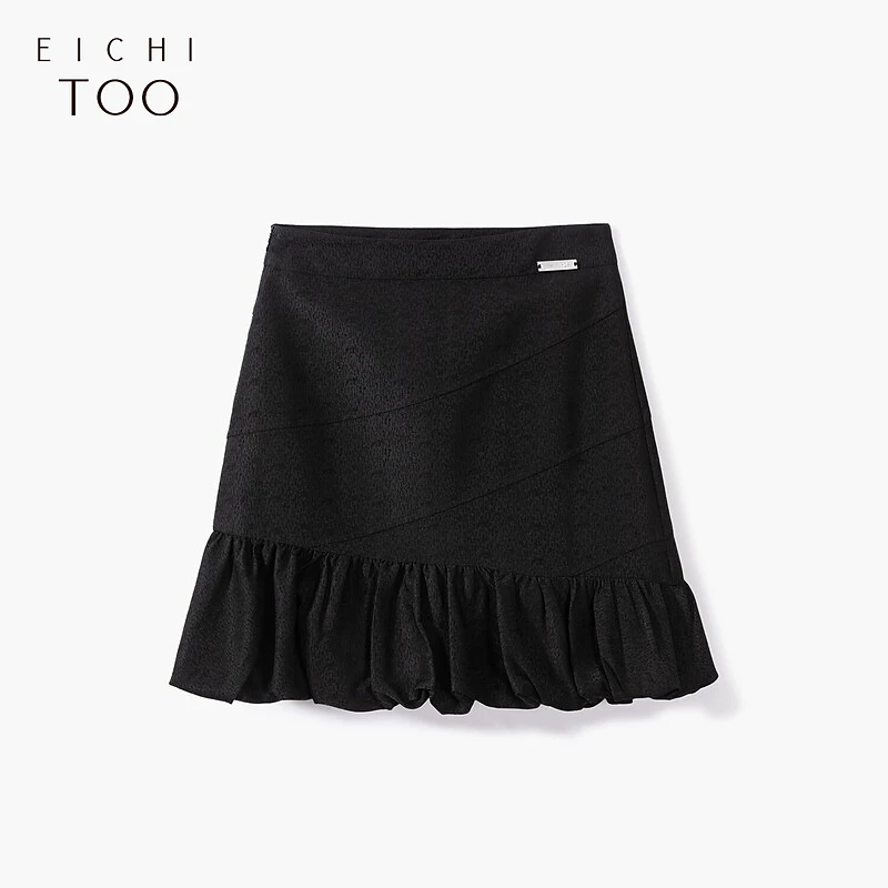 A爱居兔拼接款黑色蓬蓬裙可爱时尚花苞裙EQDDJ1N017A