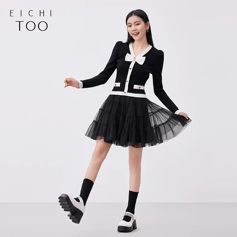 【重百优选】爱居兔半身裙纯黑色蓬蓬裙俏皮可爱纱裙EQDDJ1N013A