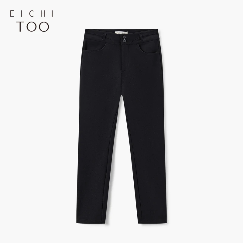 【晚晚专属】爱居兔纯黑弹力舒适女士休闲裤铅笔裤加绒EKCAJ4M008A