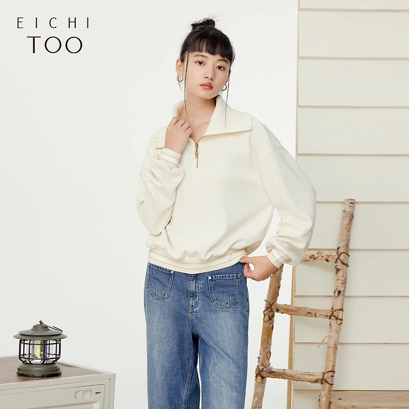 A爱居兔2024年新款简约大气休闲时尚翻领卫衣ENZWJ1P007A