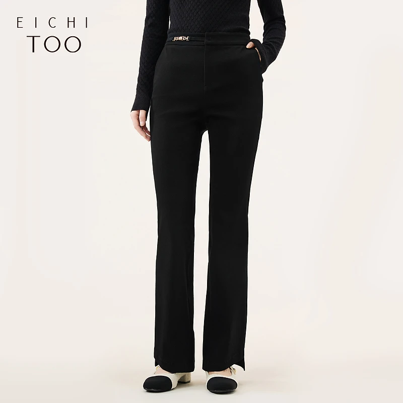 A爱居兔秋季弹力面料显瘦显腿长喇叭裤休闲裤EKEBJ3N004A