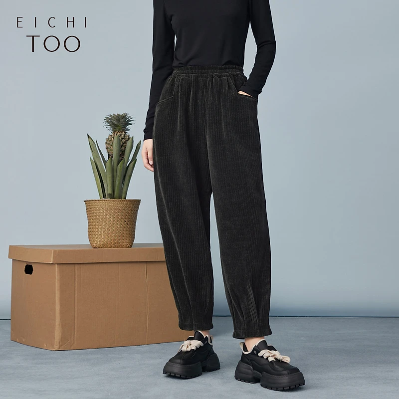 A爱居兔女装灯芯绒面料加绒加厚时尚哈伦裤休闲裤EKCAJ4N003A