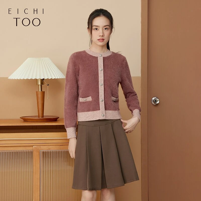 【晚晚专属】爱居兔冬季豆沙粉温柔气质时尚长袖针织衫ENZAJ4N023A