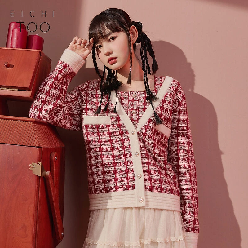 A爱居兔法式吊带开衫两件式宽松针织衫外套EWZSJ1N007A