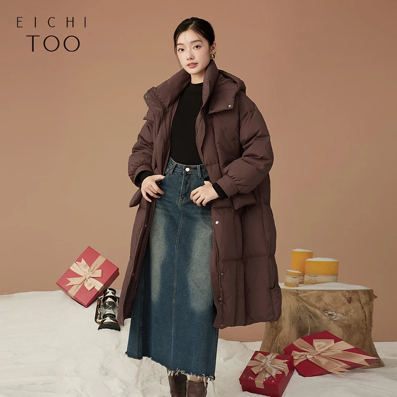 【一一专属】爱居兔时尚红棕色氛围感中长款羽绒服EWRAJ4N076A