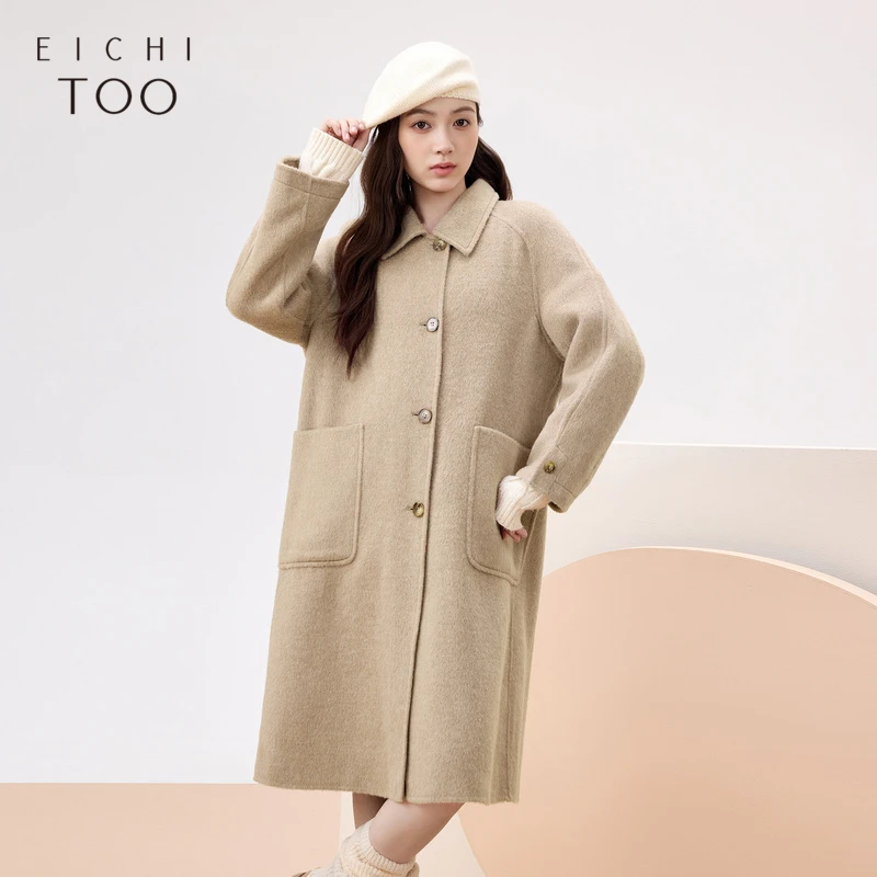 A爱居兔冬季新款抗静电高级感时尚双面呢大衣外套EWDSJ4P007A