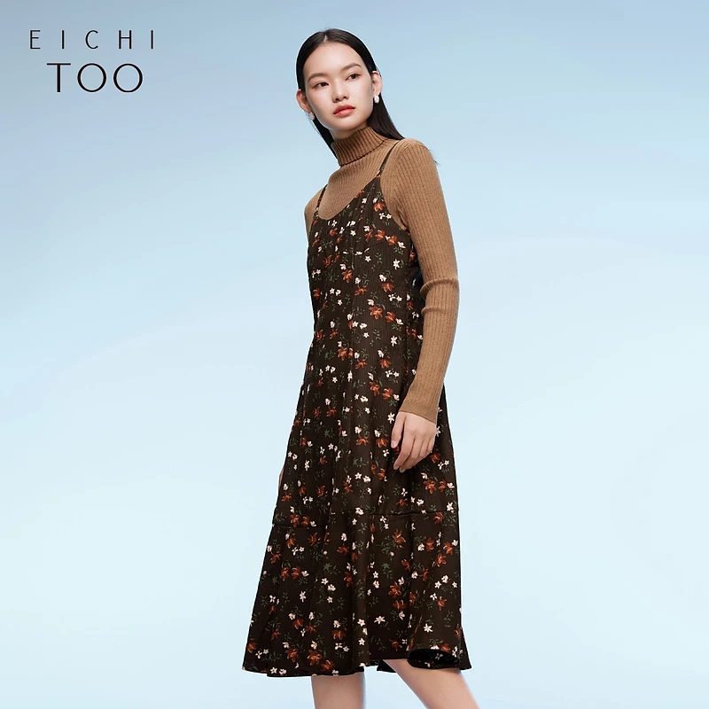 a爱居兔冬打底衫搭配吊带连衣裙温暖连衣裙套装EQLFJ4M001A