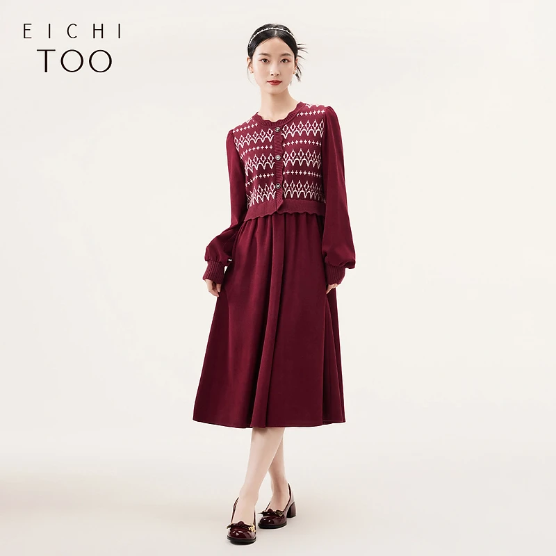 A爱居兔复古气质轻奢民俗风时尚宽松长袖连衣裙EQLCJ3N005A