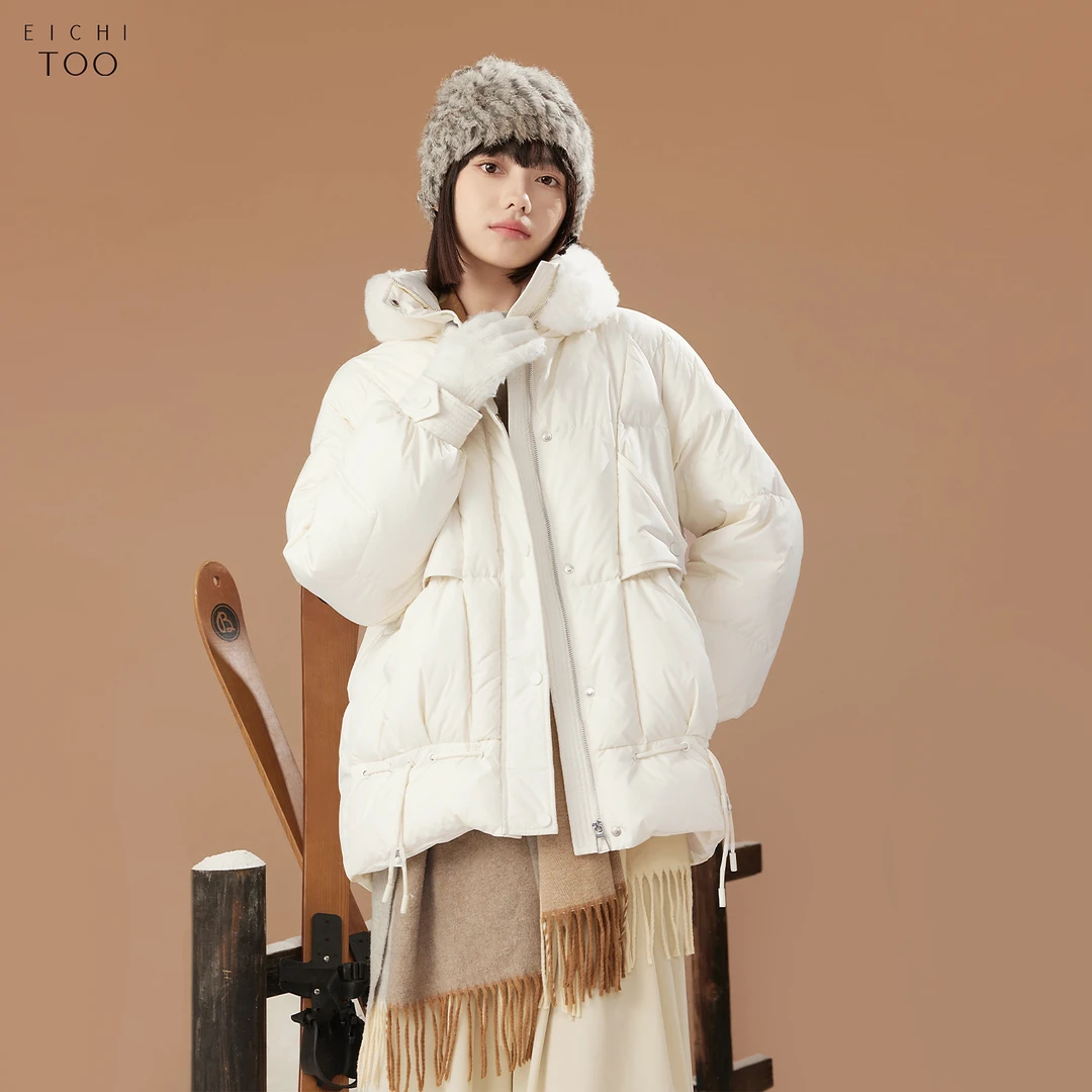 A030爱居兔冬季肌理感保暖舒适纯色羽绒服外套EWRAJ4N051A