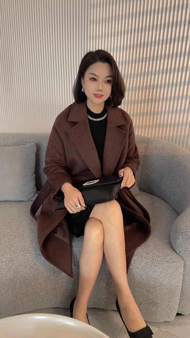 2024新款宽松高级显瘦气质秋冬厚款宽松中长款大衣外套7832