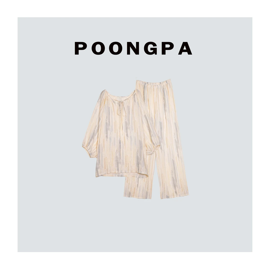 POONGPA/“佛罗伦萨天使”舒适双层纱睡衣套装/小众设计中大码显瘦