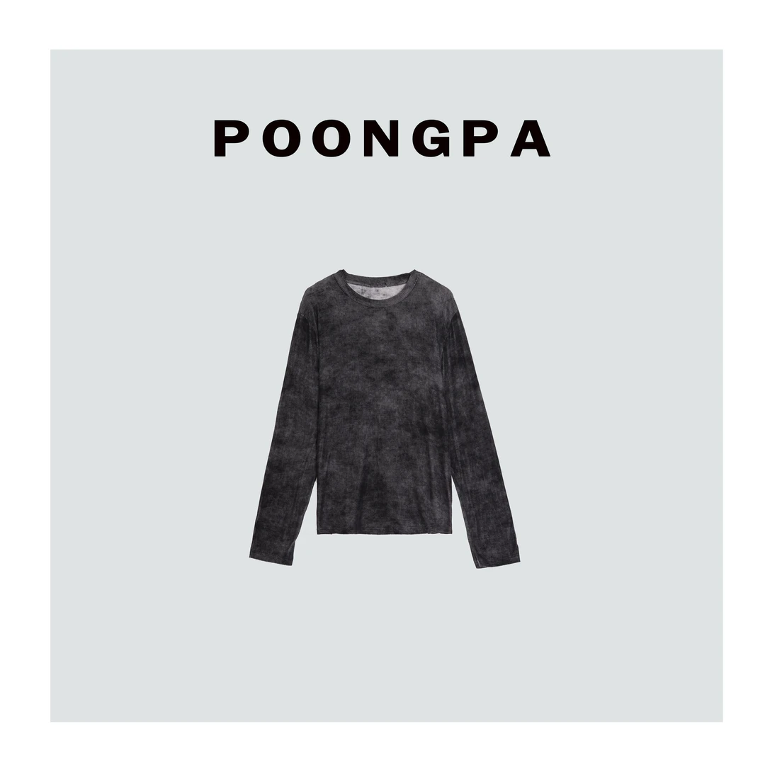 POONGPA/“质感晕染”极简舒适云感长袖打底/小众设计中大码显瘦