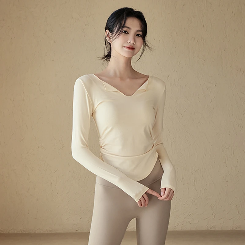 瑜伽服女秋冬修身显瘦运动上衣气质长袖罩衫专业普拉提训练健身服