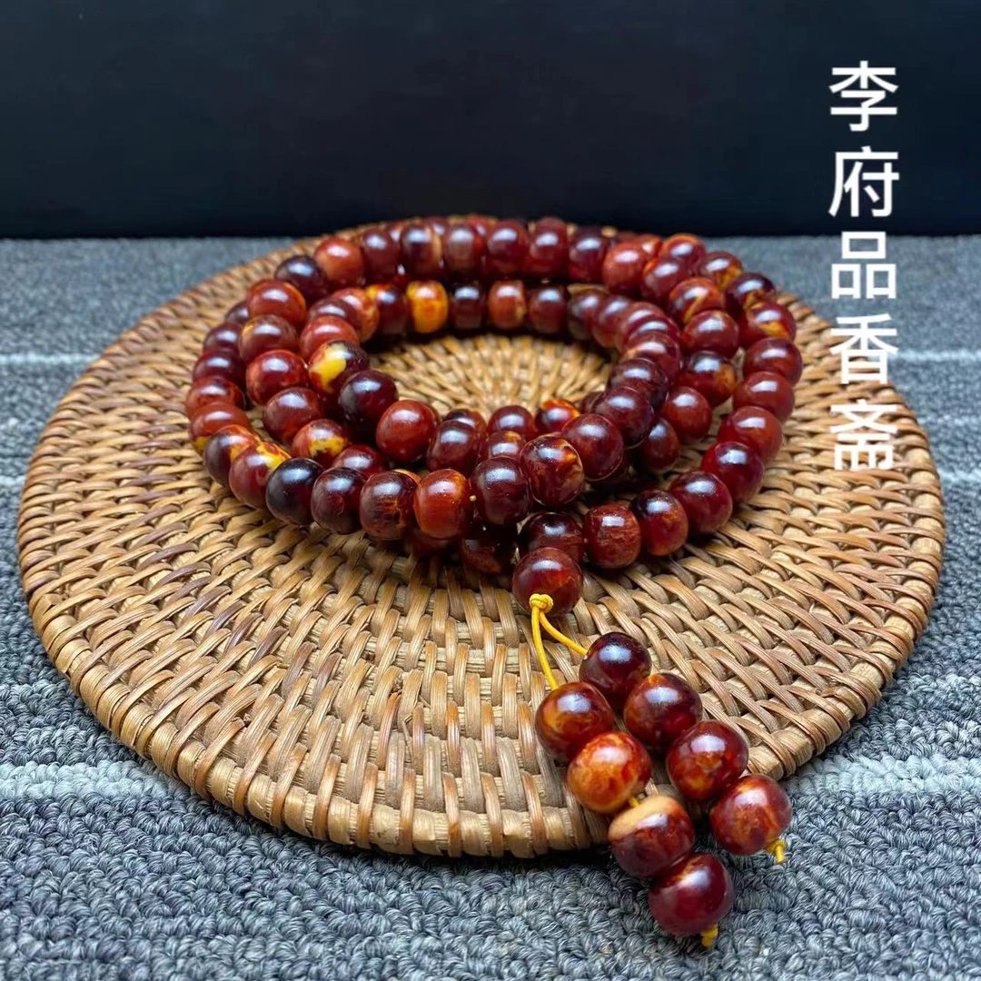 【粉丝专享】37号特色手工艺龙泉香手工雕刻108颗算盘珠1.0尺寸