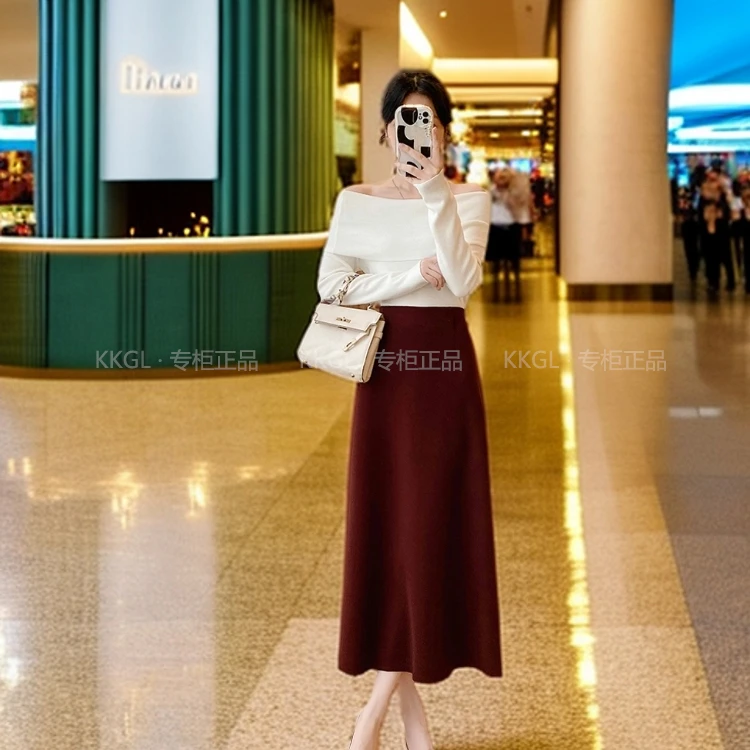 【高定气质款】醋酸羊绒半身长裙秋冬裙轻奢风原创时尚网红爆款7333