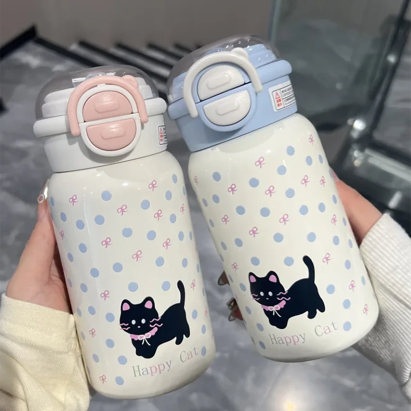 「超萌好物」小猫保温杯爱大容量吸管水杯女生高颜值学生316不锈钢