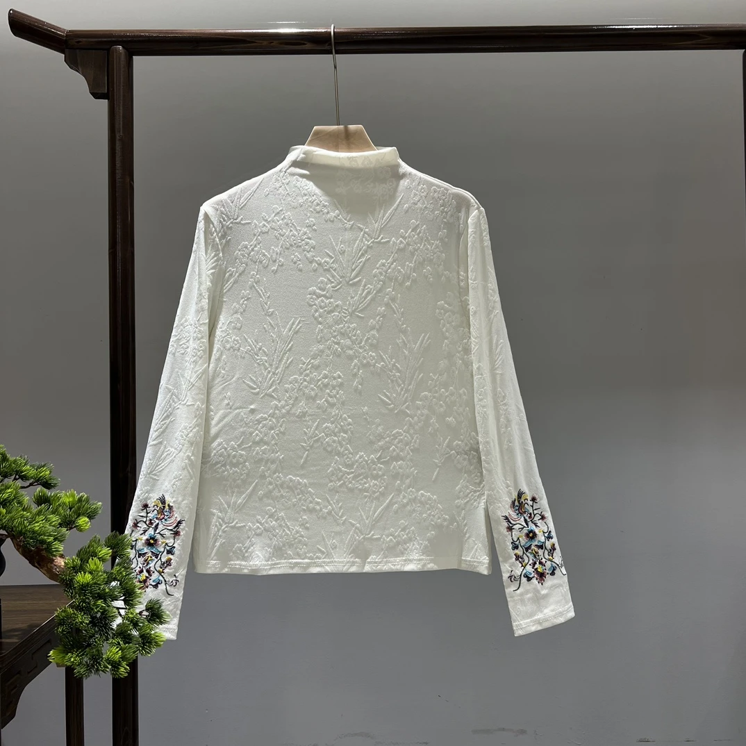 【青丝】新中式提花刺绣打底女秋季新款显瘦气质减龄高领打底衫
