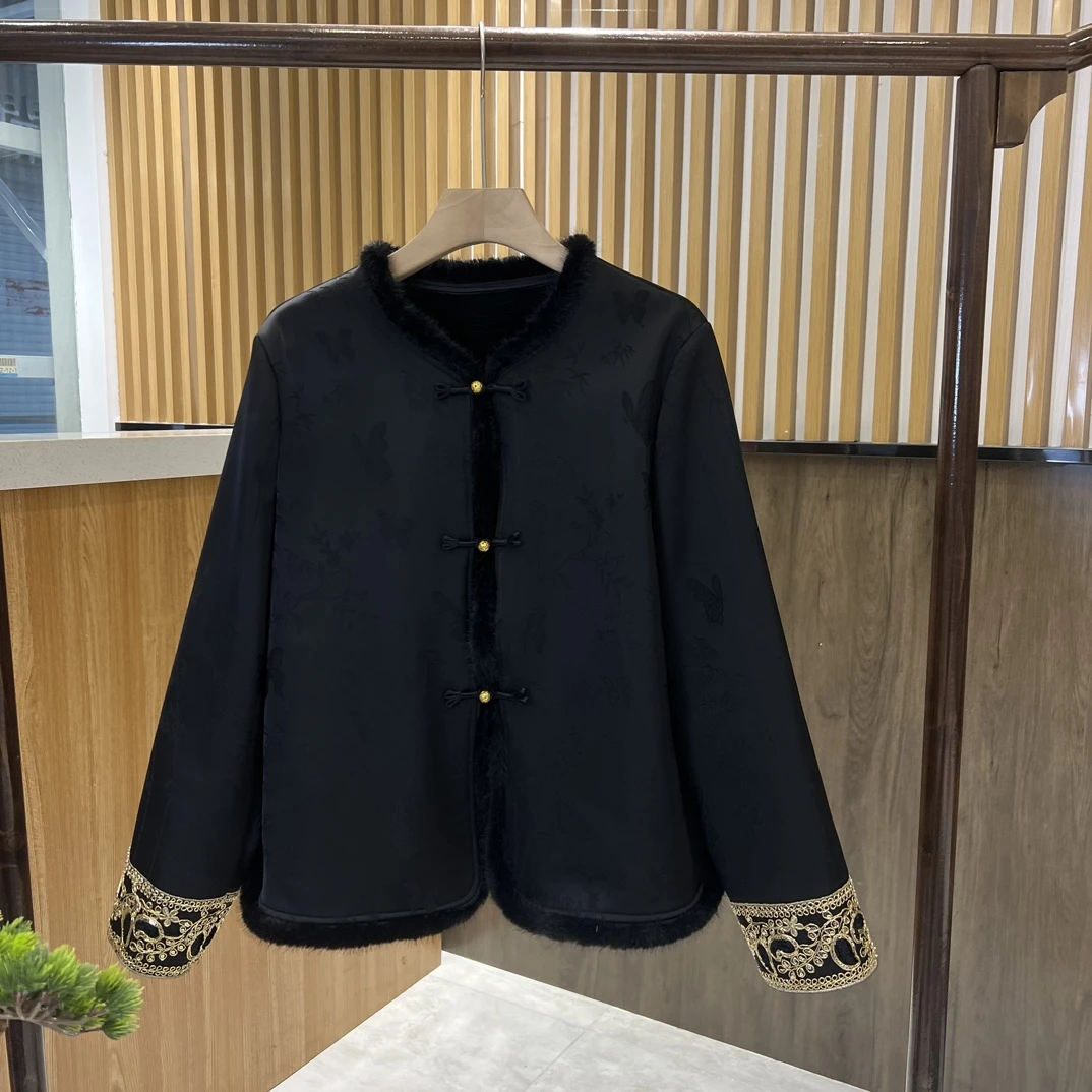 【秀禾】新中式国风提花刺绣女国风加绒加厚外套