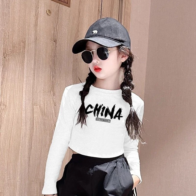 女童打底衫早秋2025新款炸街短款上衣修身韩版女大童长袖t恤秋装